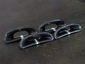 FIAT 500 ABARTH Headrest Inserts - Carbon Fiber (4pc set) - Italian Racing Stripe w/ Black Scorpion